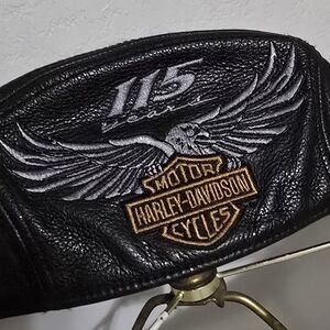 Harley-Davidson Black 115th Anniversary Embroidered Leather Seat Back